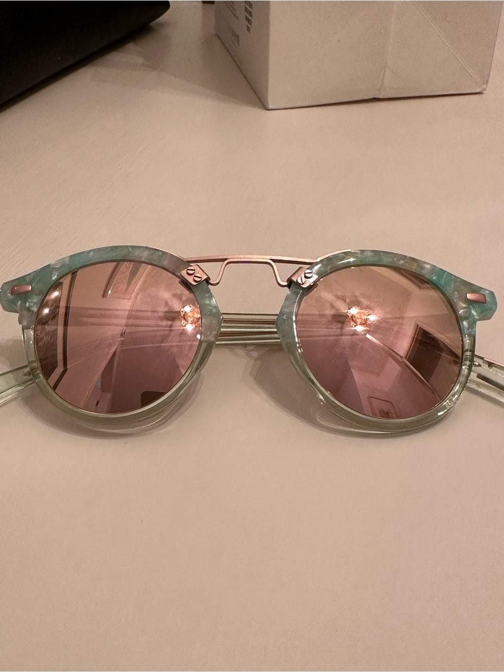 NIB KREWE St. Louis II Sunglasses in Seaglass Marine Gold